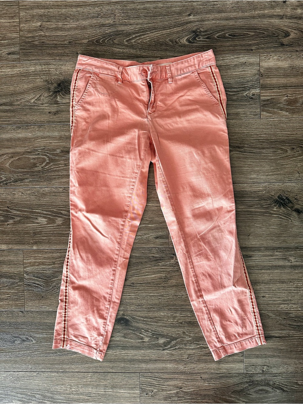 Chino by Anthropologie Faded Red/Coral Khakis With Stripe Detail